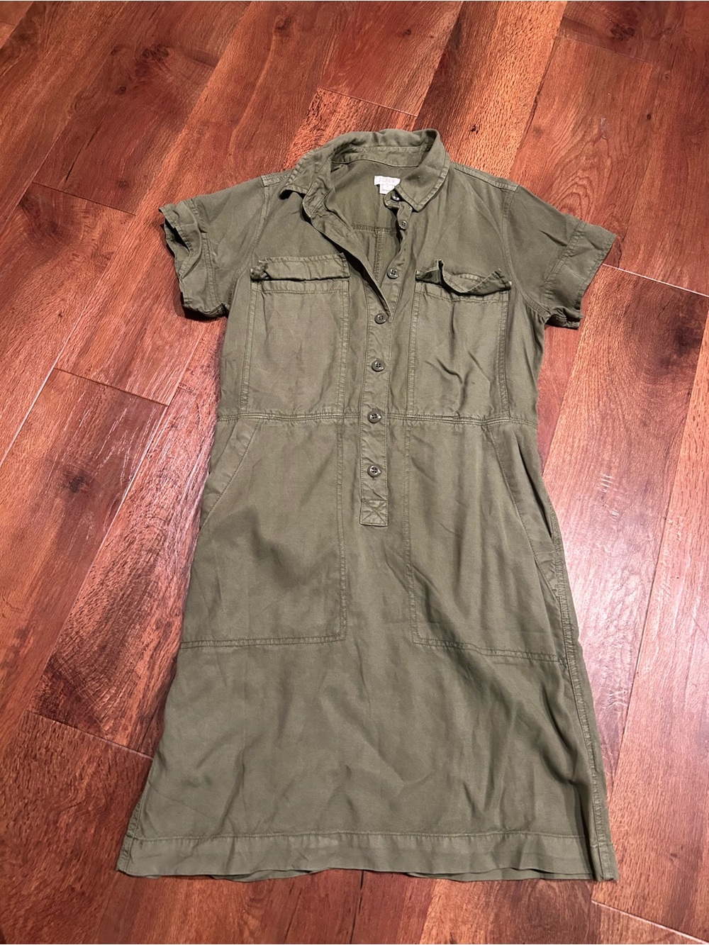 J. Crew Short-Sleeve Utility Dress in Olive